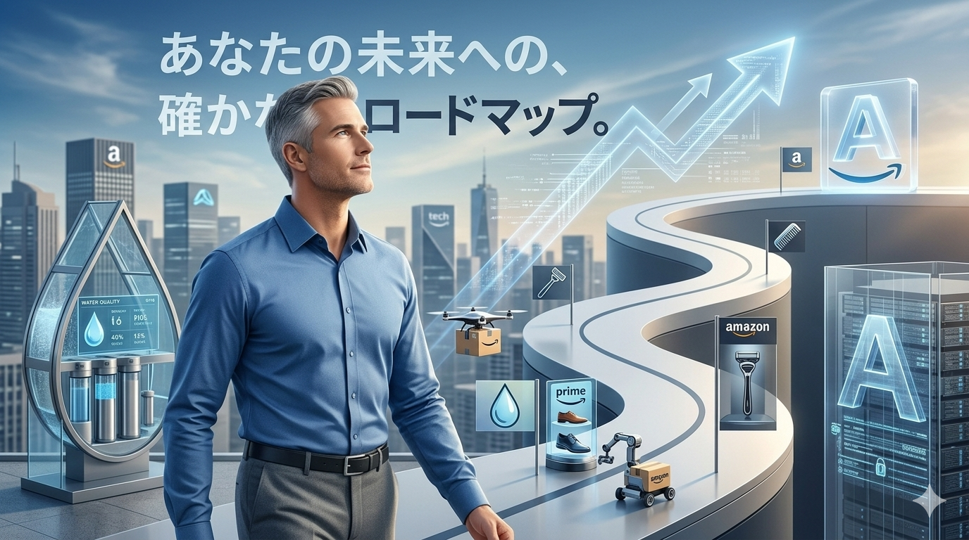 自分磨きを終えて鏡の前で満足そうに微笑む40代男性。最短ルートで清潔感を手に入れた成功体験を表現。