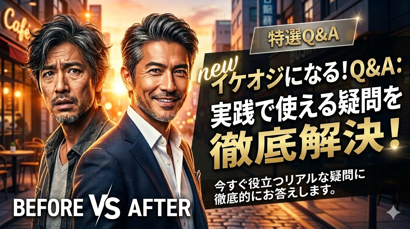 自信を持って前を向く、清潔感あふれる40代男性のイメージ画像。自分磨きの不安を解消し、新しい一歩を踏み出す姿。